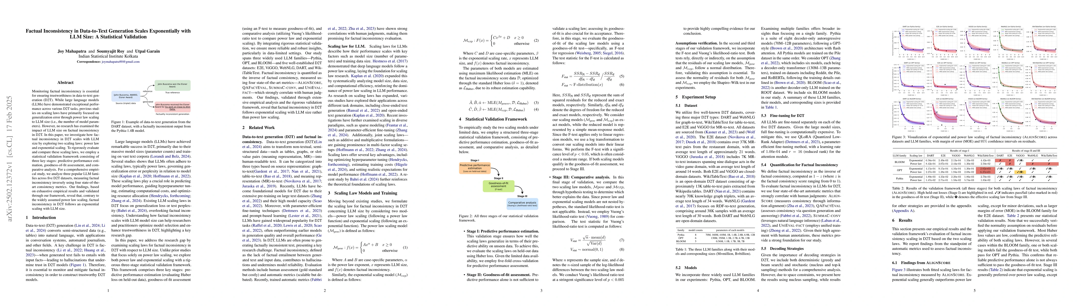 Thumbnail for Factual Inconsistency in Data-to-Text Generation Scales Exponentially
  with LLM Size: A Statistical Validation