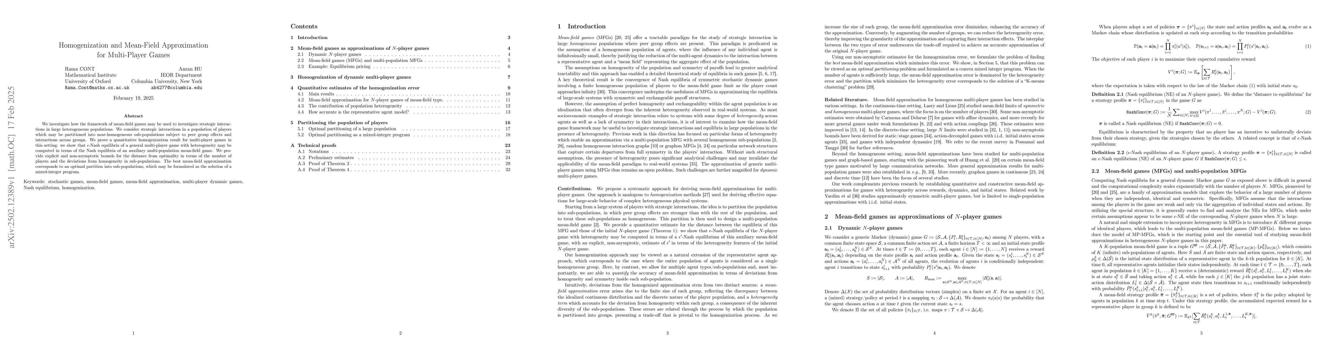 Thumbnail for Homogenization and Mean-Field Approximation for Multi-Player Games