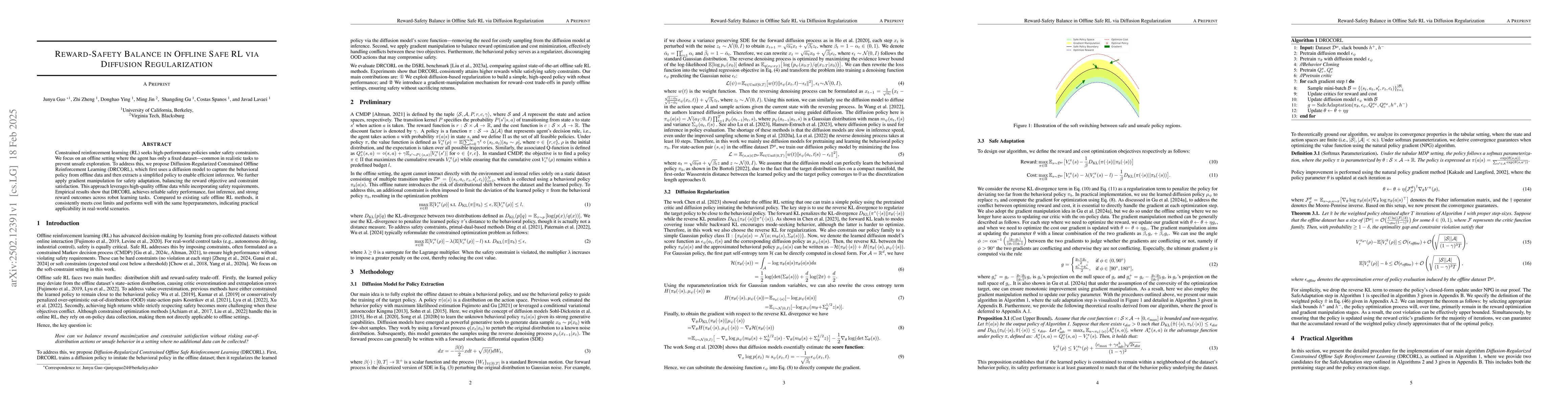 Thumbnail for Reward-Safety Balance in Offline Safe RL via Diffusion Regularization