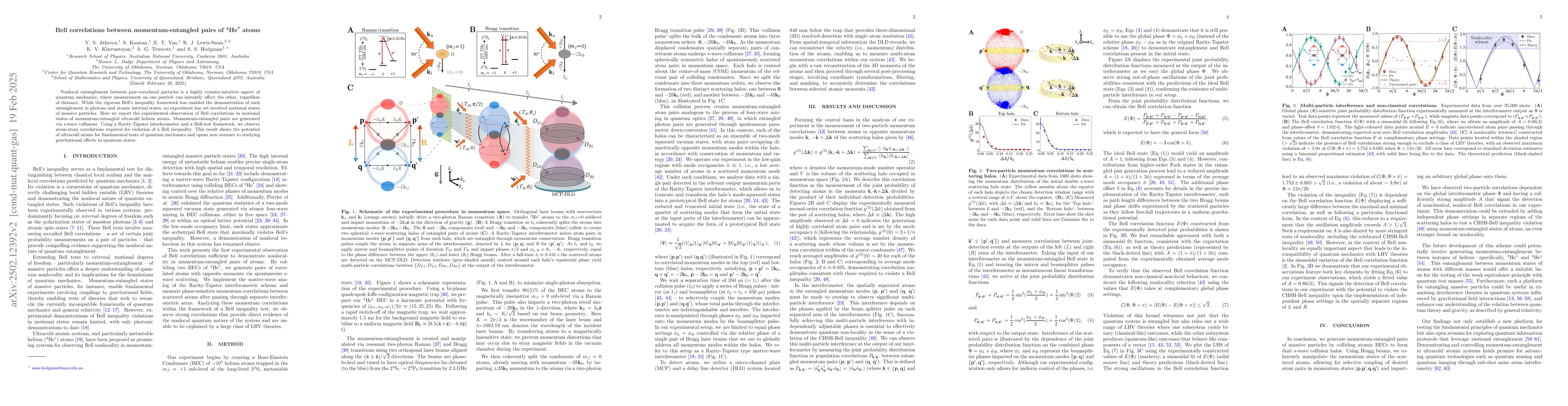 Thumbnail for Bell correlations between momentum-entangled pairs of $^4\text{He}^*$
  atoms