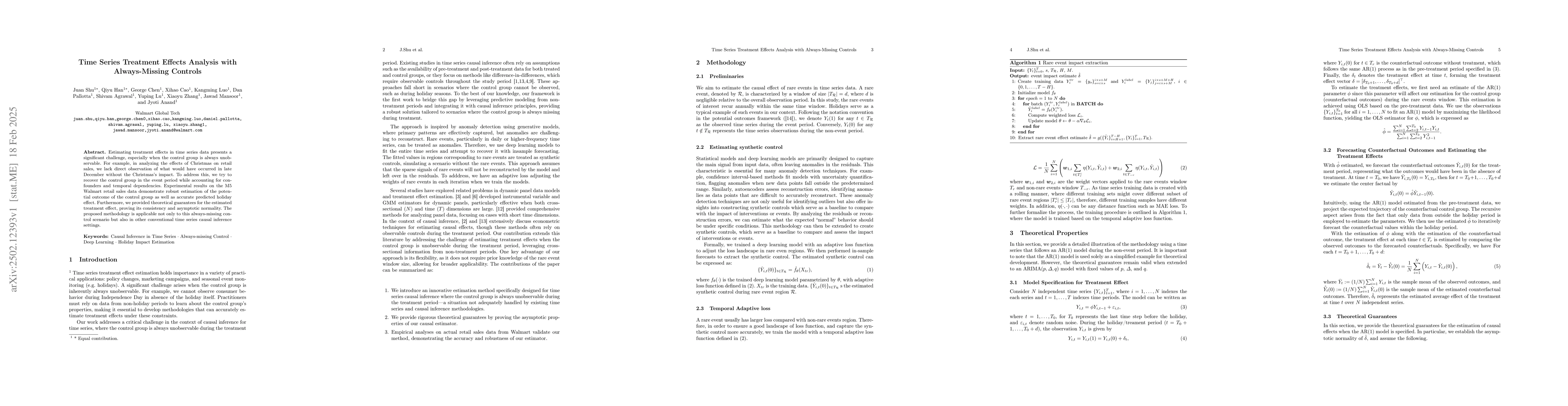 Thumbnail for Time Series Treatment Effects Analysis with Always-Missing Controls