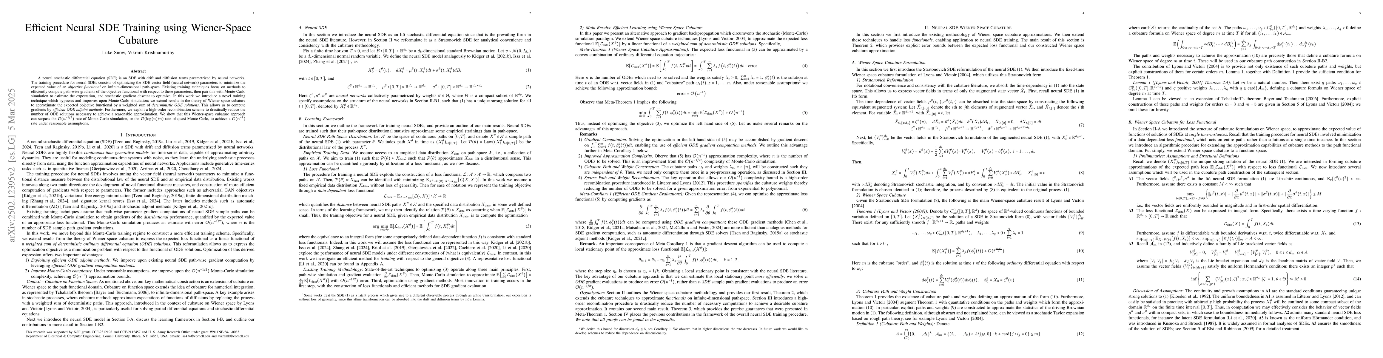 Thumbnail for Efficient Neural SDE Training using Wiener-Space Cubature