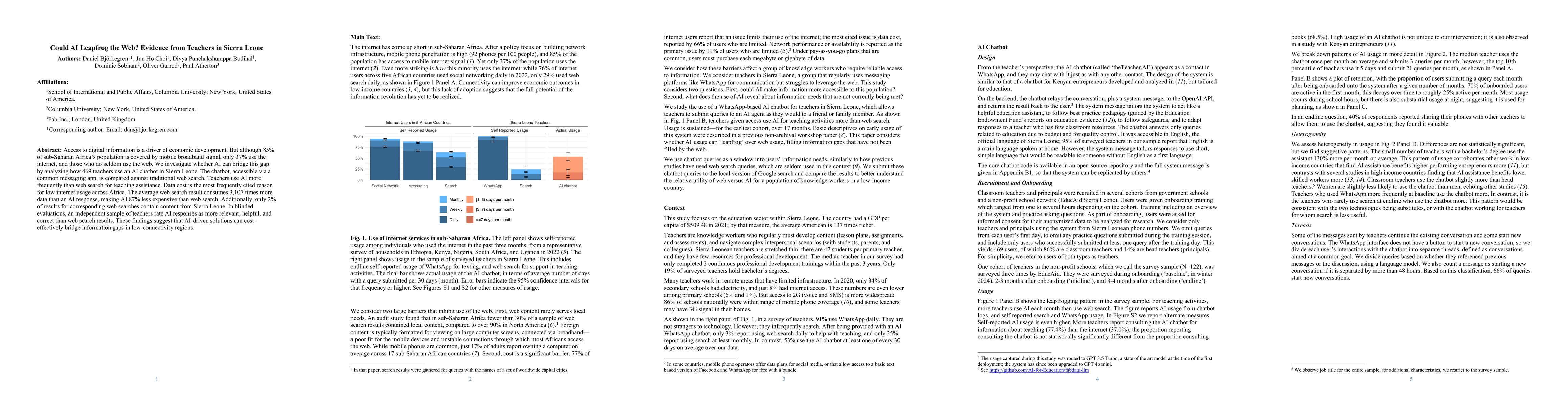 Thumbnail for Could AI Leapfrog the Web? Evidence from Teachers in Sierra Leone