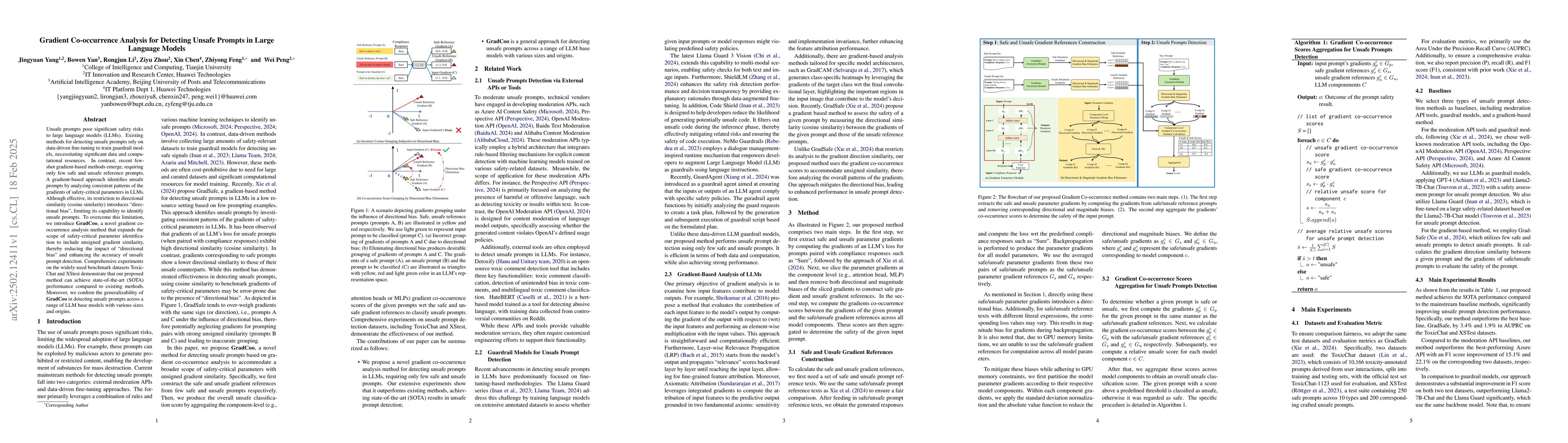 Thumbnail for Gradient Co-occurrence Analysis for Detecting Unsafe Prompts in Large
  Language Models