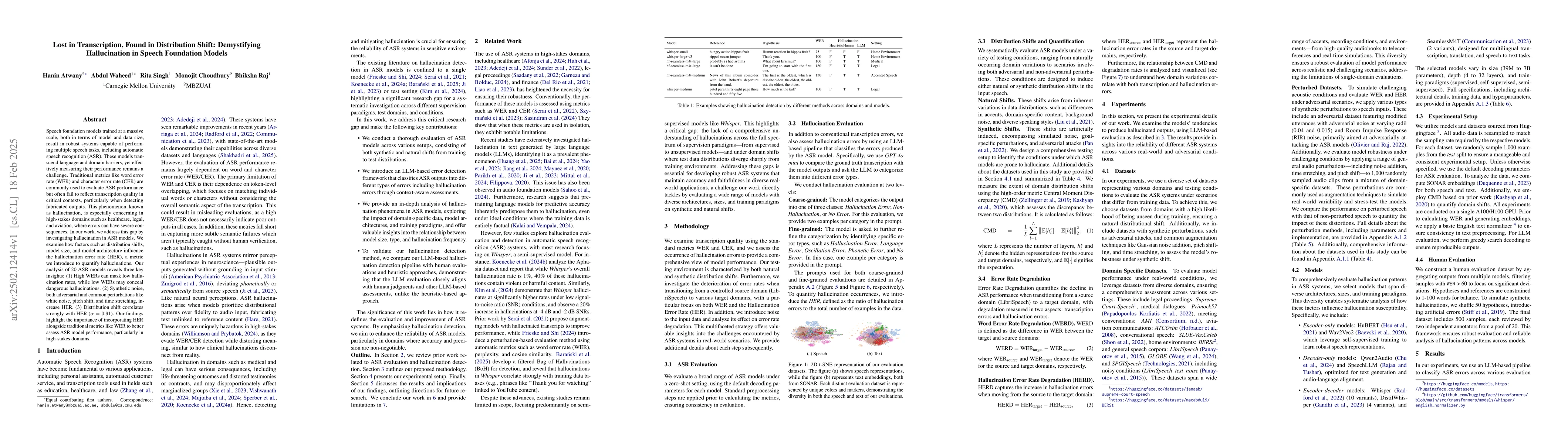 Thumbnail for Lost in Transcription, Found in Distribution Shift: Demystifying
  Hallucination in Speech Foundation Models