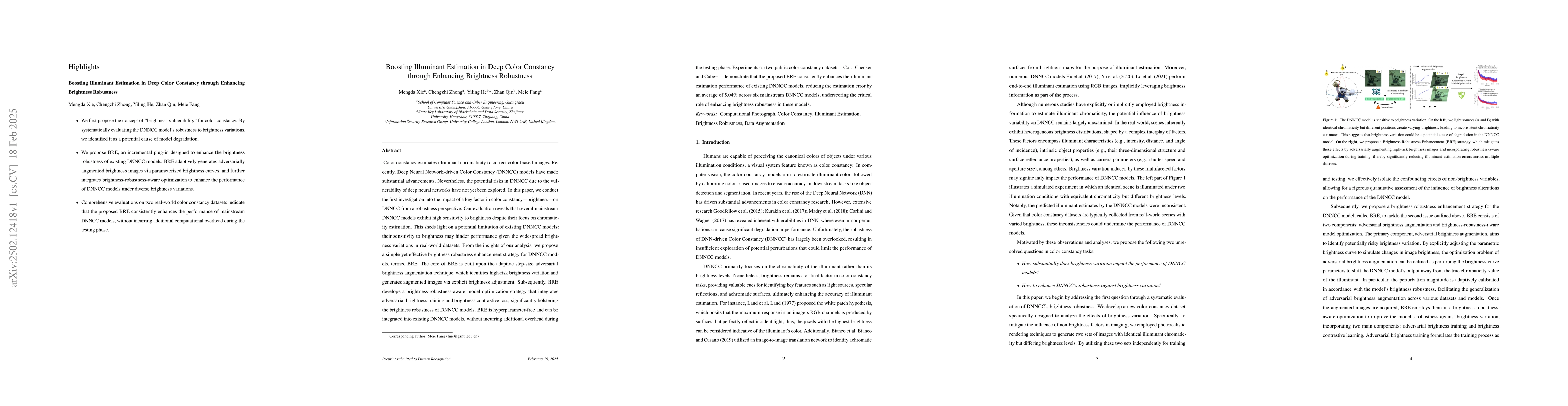 Thumbnail for Boosting Illuminant Estimation in Deep Color Constancy through Enhancing
  Brightness Robustness