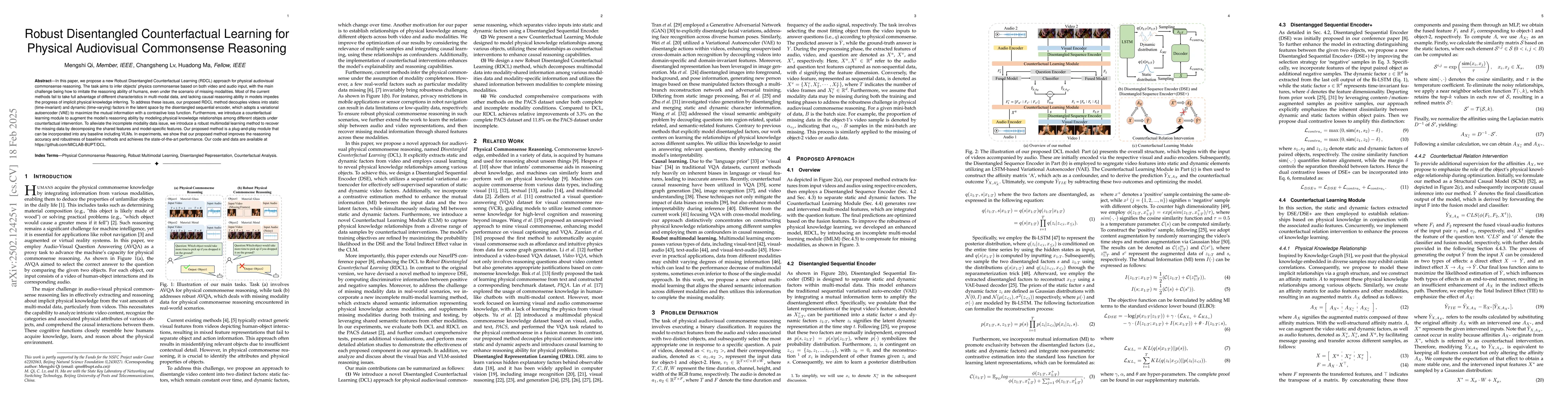 Thumbnail for Robust Disentangled Counterfactual Learning for Physical Audiovisual
  Commonsense Reasoning