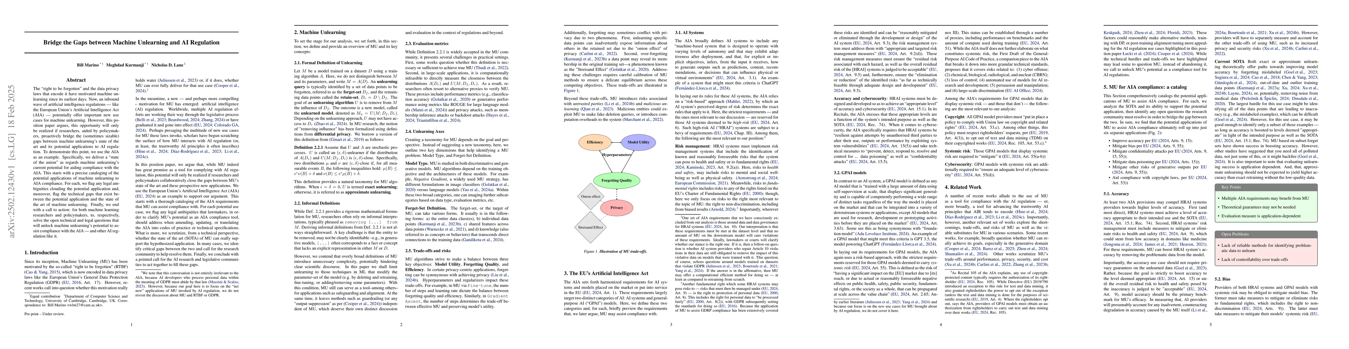 Thumbnail for Bridge the Gaps between Machine Unlearning and AI Regulation