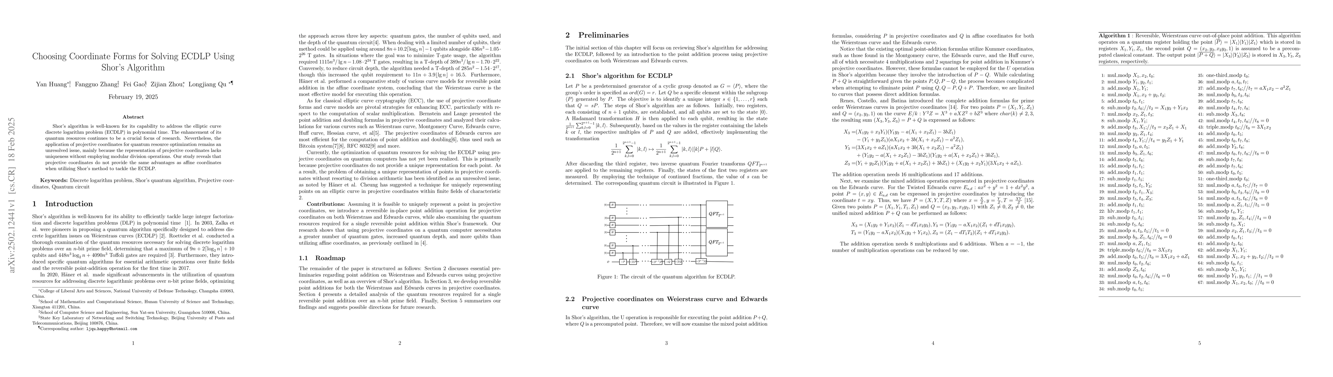 Thumbnail for Choosing Coordinate Forms for Solving ECDLP Using Shor's Algorithm