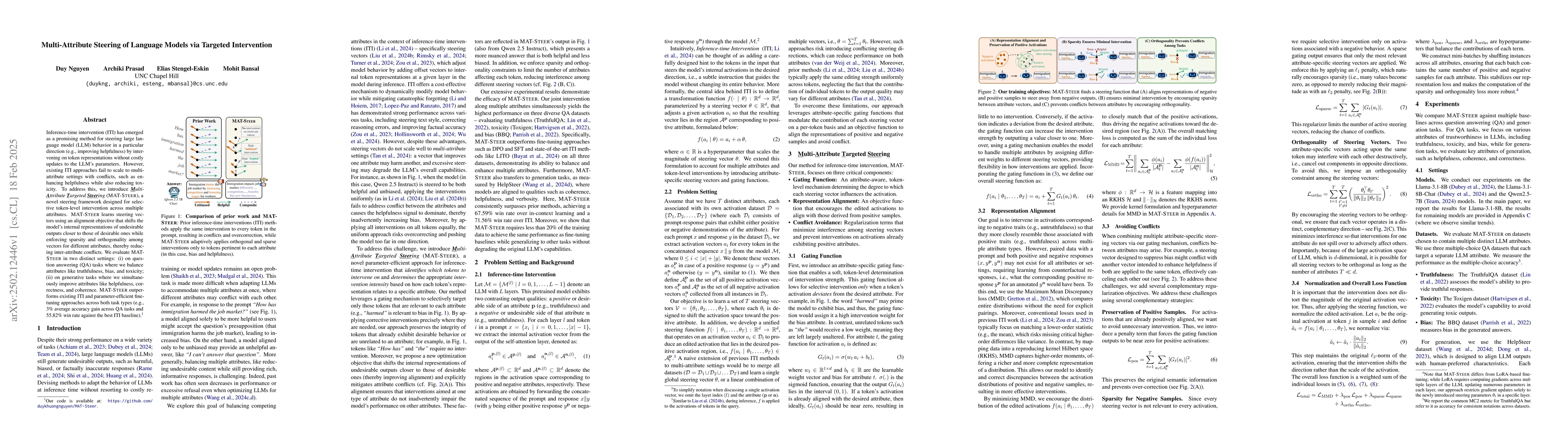 Thumbnail for Multi-Attribute Steering of Language Models via Targeted Intervention