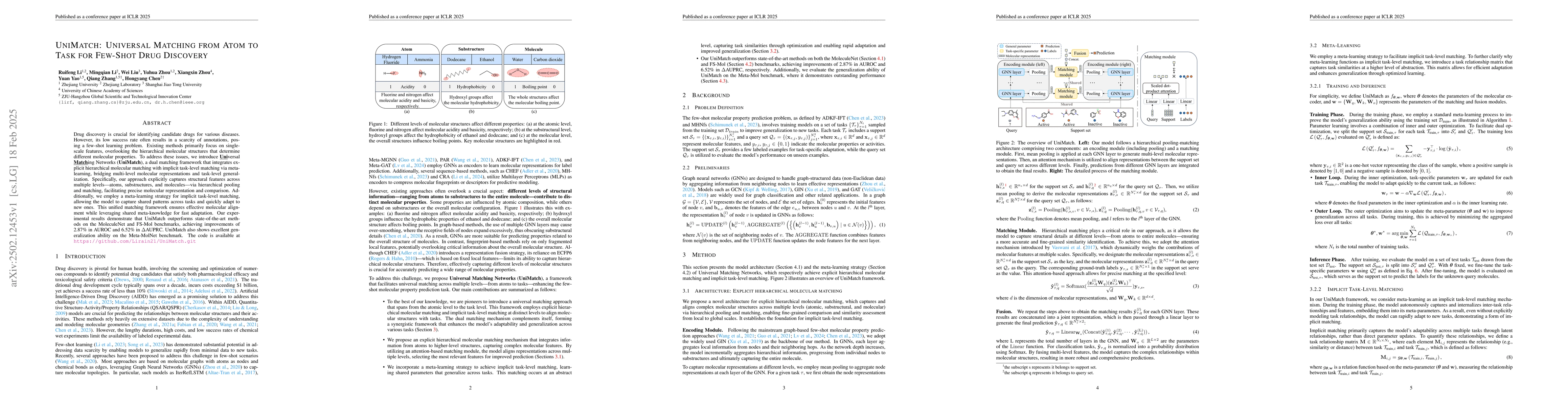 Thumbnail for UniMatch: Universal Matching from Atom to Task for Few-Shot Drug
  Discovery