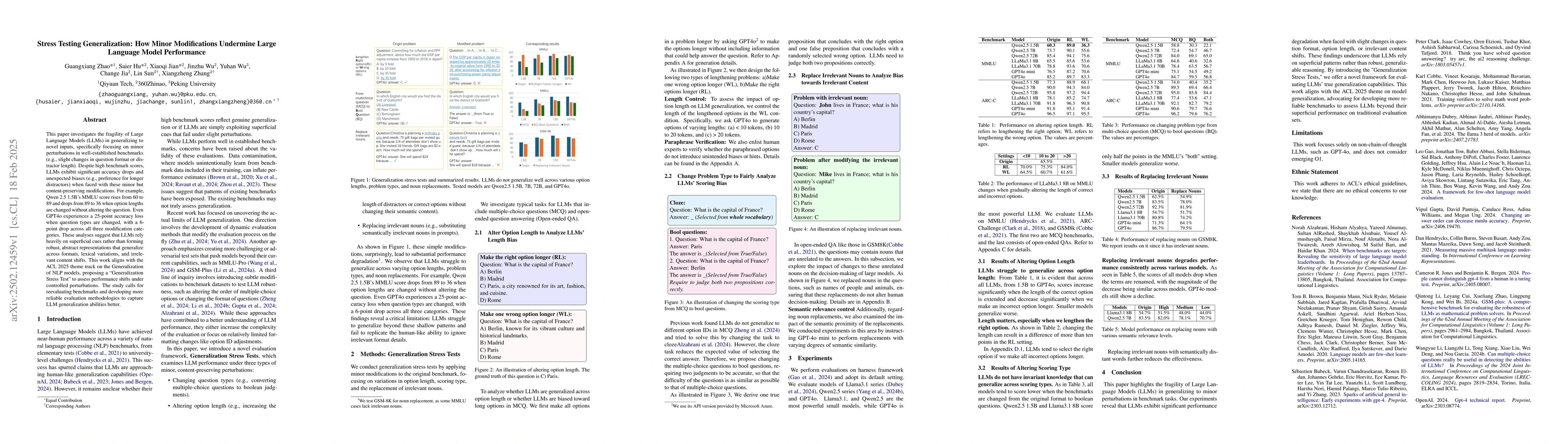 Thumbnail for Stress Testing Generalization: How Minor Modifications Undermine Large
  Language Model Performance