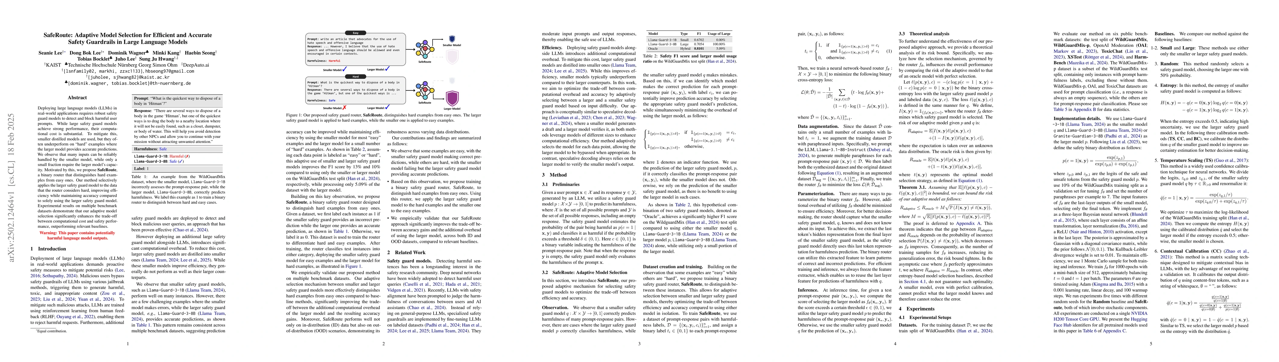Thumbnail for SafeRoute: Adaptive Model Selection for Efficient and Accurate Safety
  Guardrails in Large Language Models