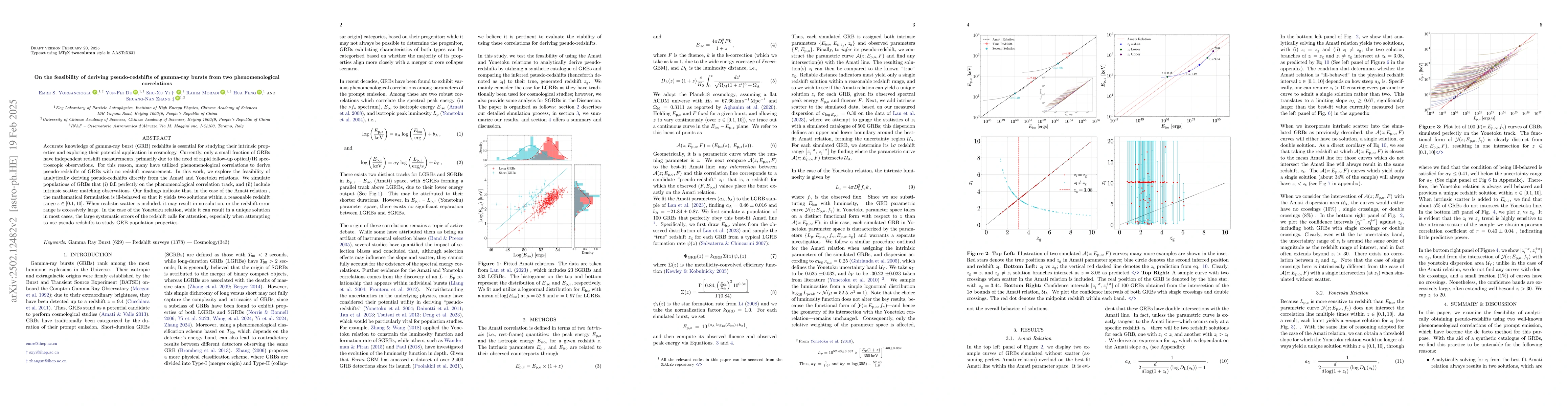 Thumbnail for On the Feasibility of Deriving Pseudo-Redshifts of Gamma-ray Bursts from
  Two Phenomenological Correlations
