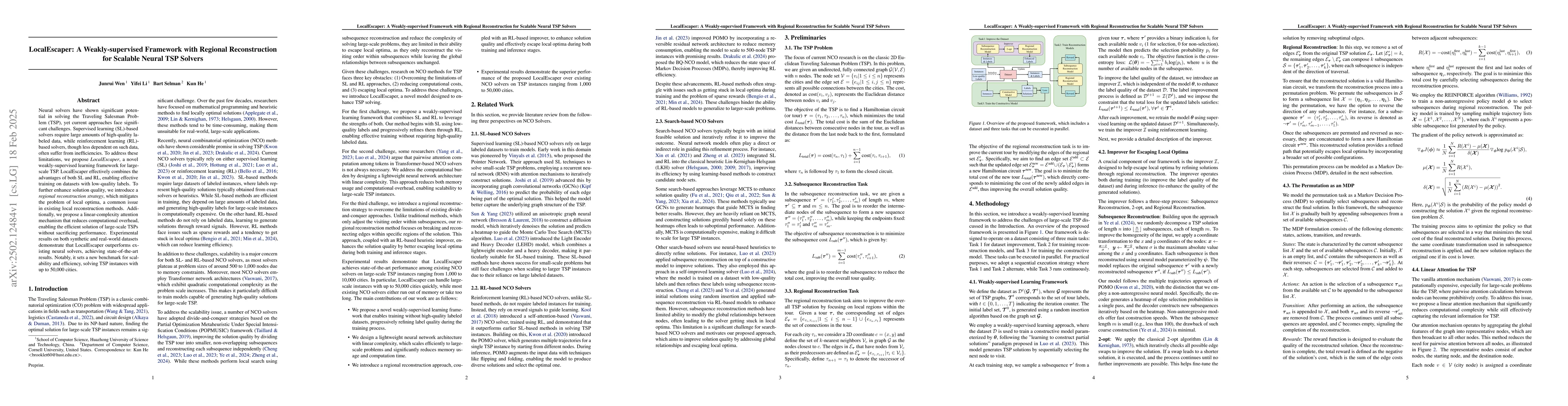 Thumbnail for LocalEscaper: A Weakly-supervised Framework with Regional Reconstruction
  for Scalable Neural TSP Solvers