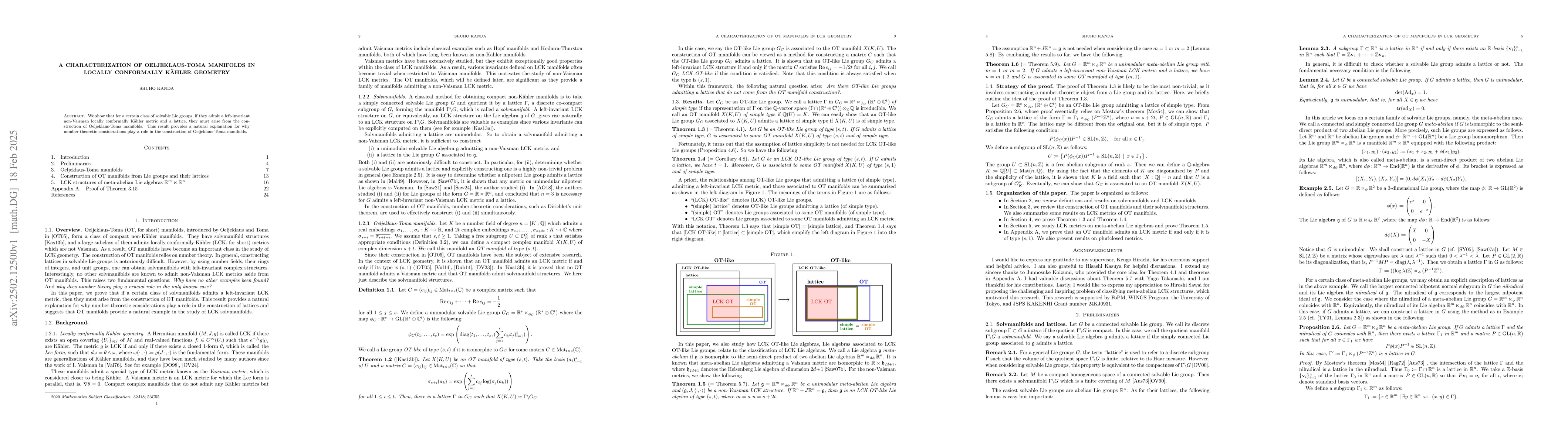 Thumbnail for A characterization of Oeljeklaus-Toma manifolds in locally conformally
  Kähler geometry