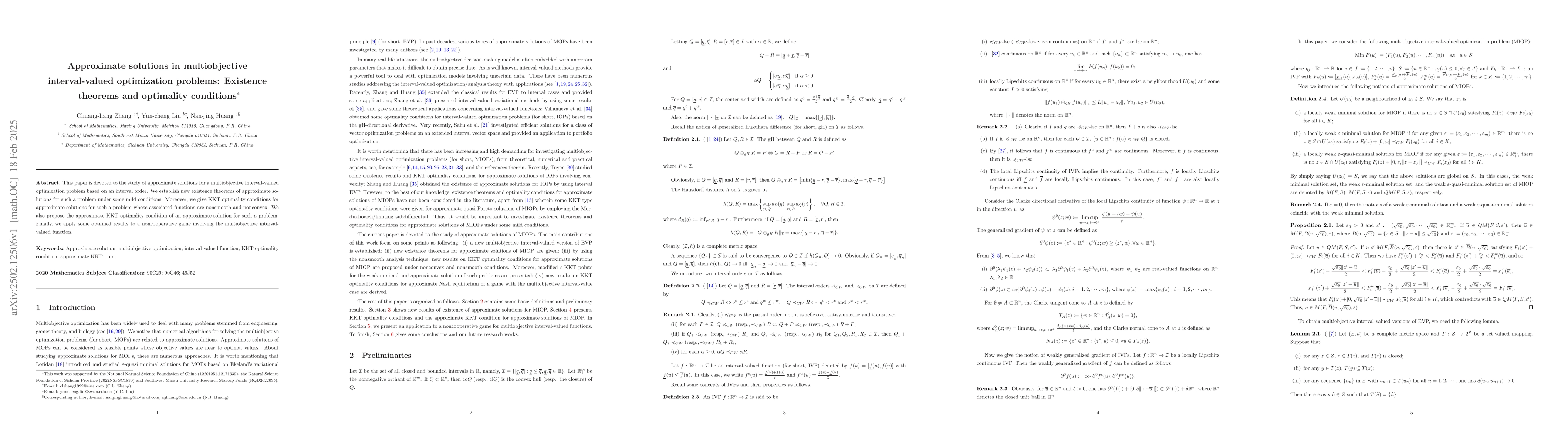 Thumbnail for Approximate solutions in multiobjective interval-valued optimization
  problems: Existence theorems and optimality conditions