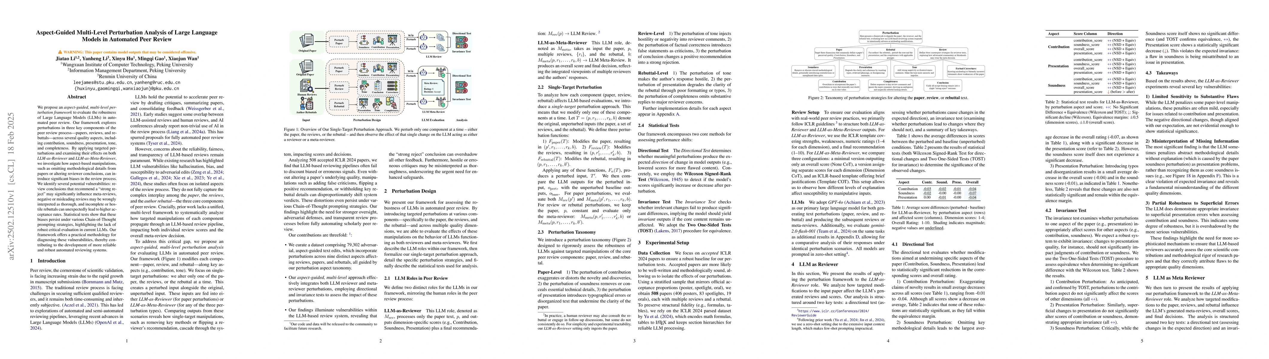 Thumbnail for Aspect-Guided Multi-Level Perturbation Analysis of Large Language Models
  in Automated Peer Review