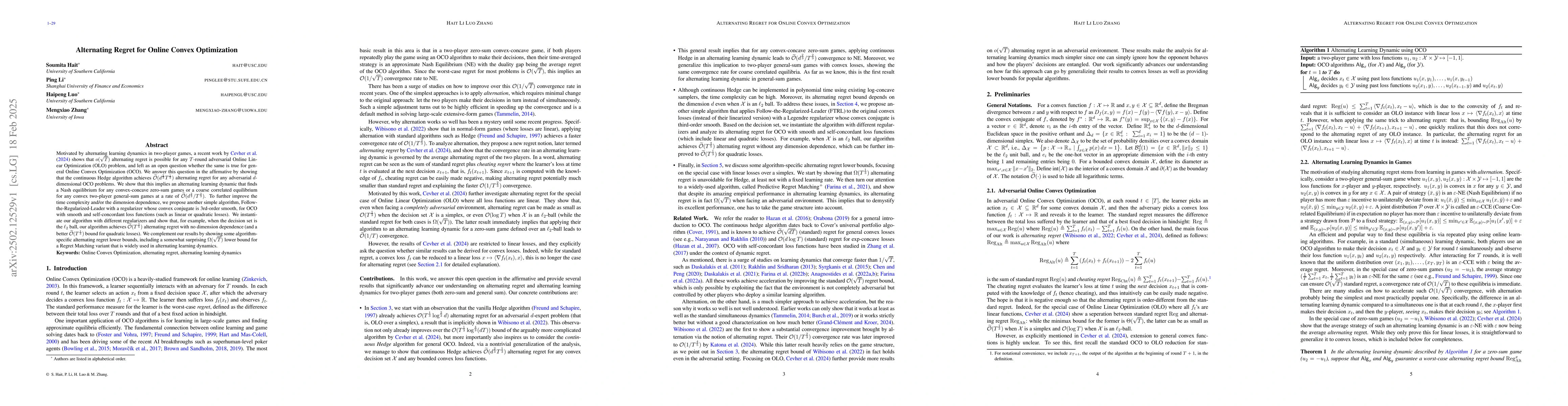 Thumbnail for Alternating Regret for Online Convex Optimization