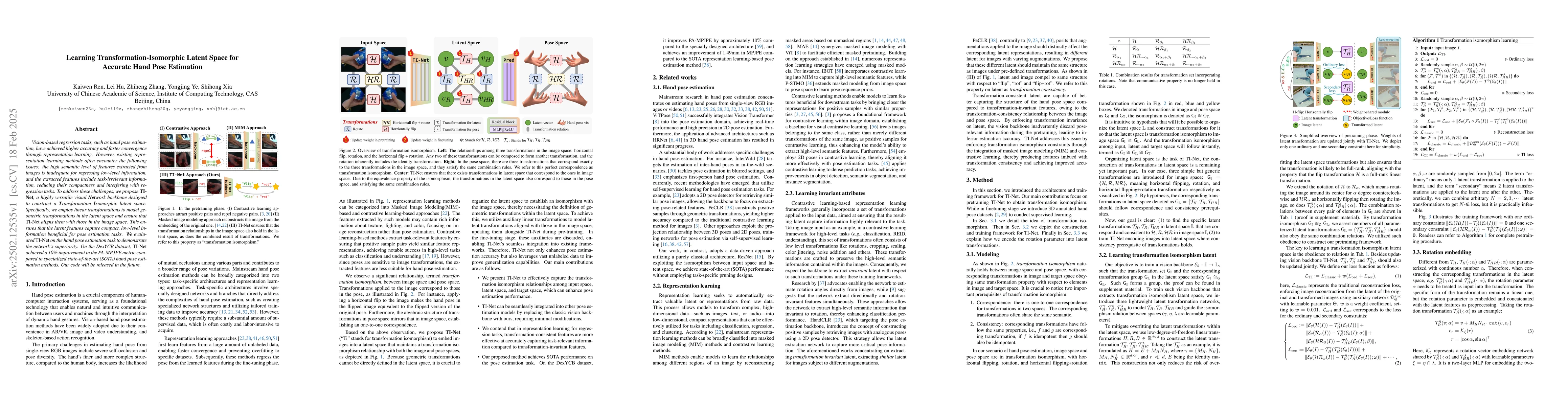 Thumbnail for Learning Transformation-Isomorphic Latent Space for Accurate Hand Pose
  Estimation