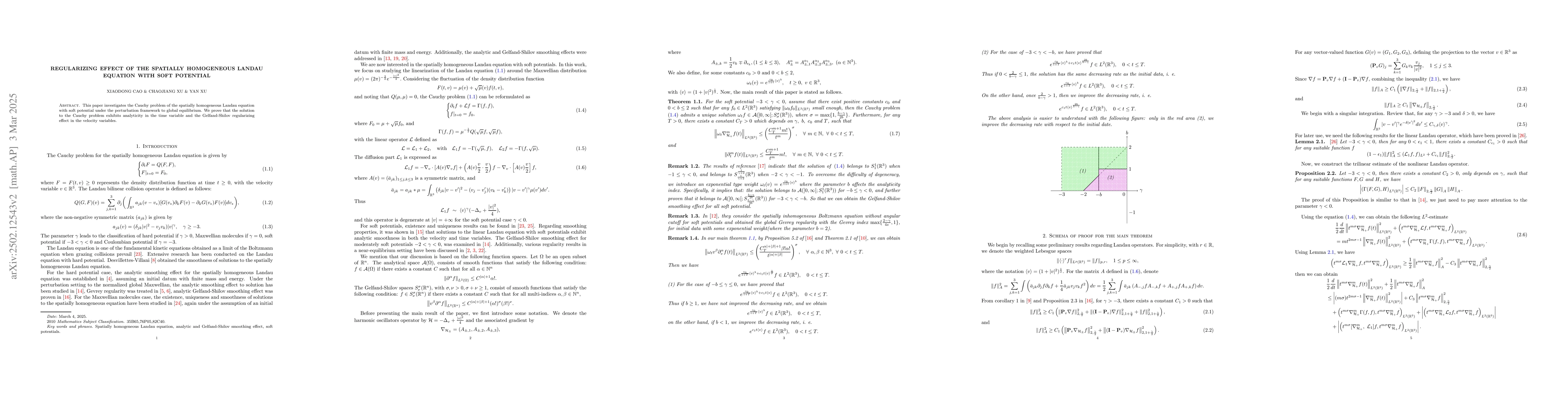 Thumbnail for Regularizing effect of the spatially homogeneous Landau equation with
  soft potential