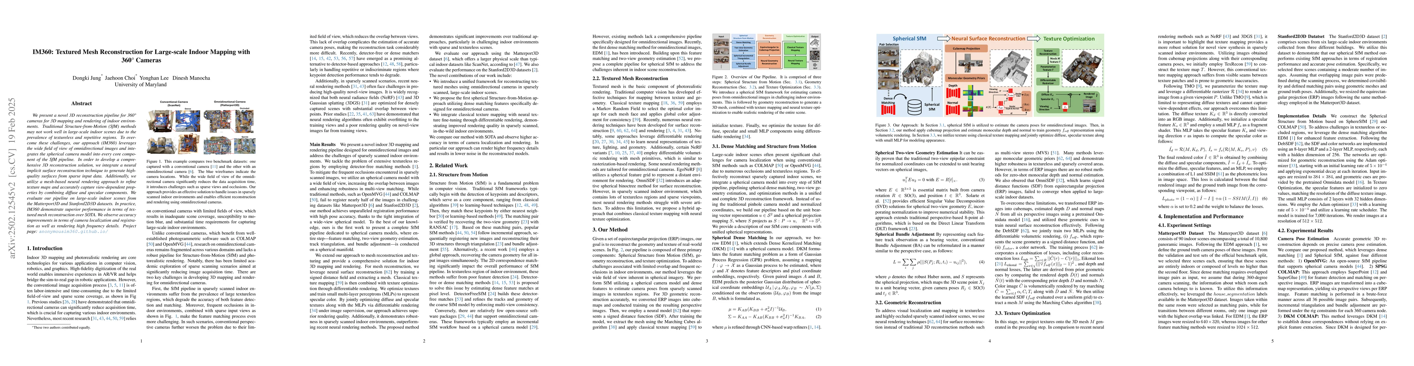 Thumbnail for IM360: Textured Mesh Reconstruction for Large-scale Indoor Mapping with
  360$^\circ$ Cameras