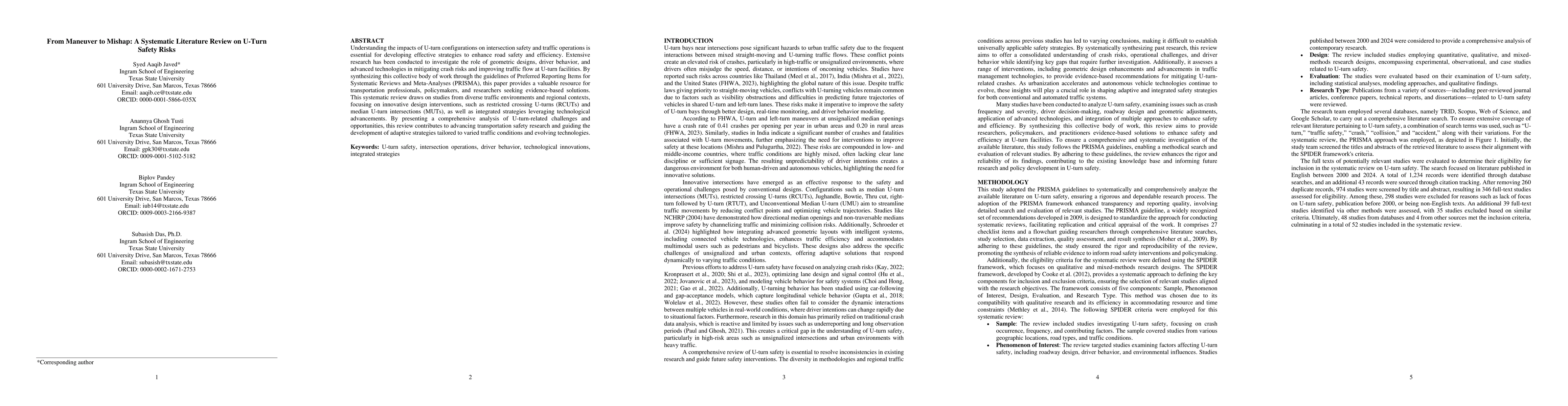 Thumbnail for From Maneuver to Mishap: A Systematic Literature Review on U-Turn Safety
  Risks