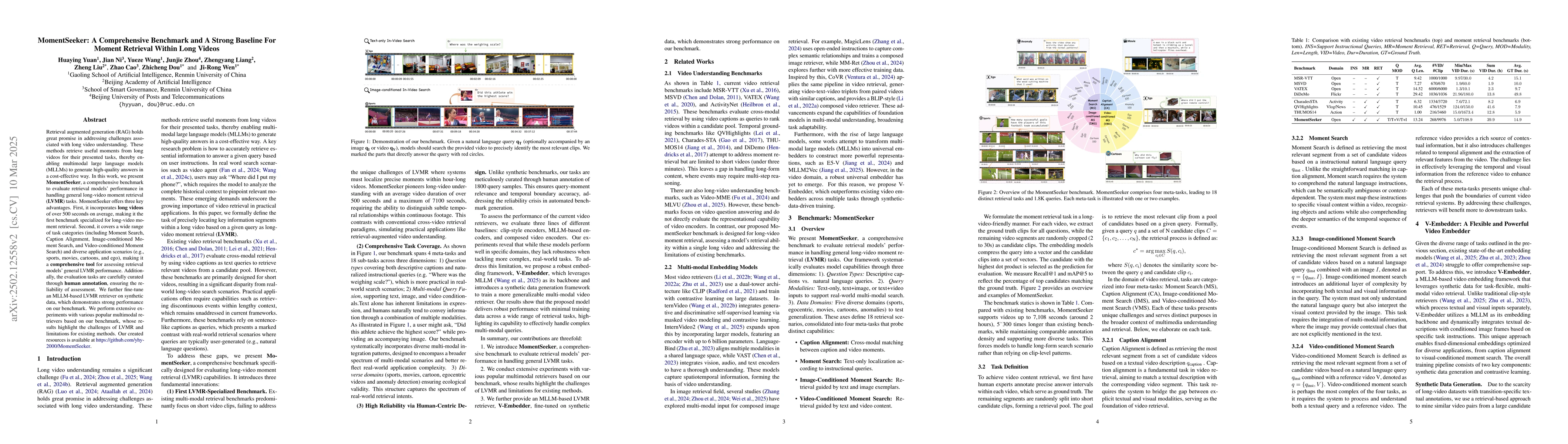 Thumbnail for MomentSeeker: A Comprehensive Benchmark and A Strong Baseline For Moment
  Retrieval Within Long Videos