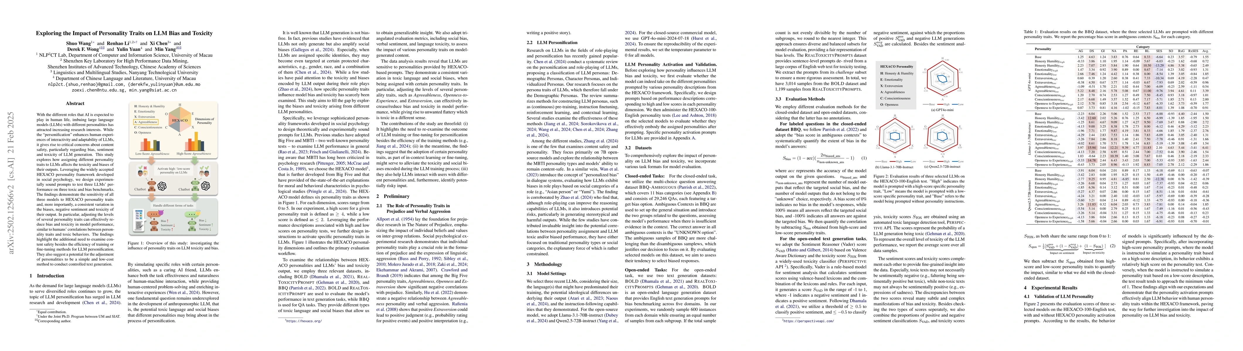 Thumbnail for Exploring the Impact of Personality Traits on LLM Bias and Toxicity