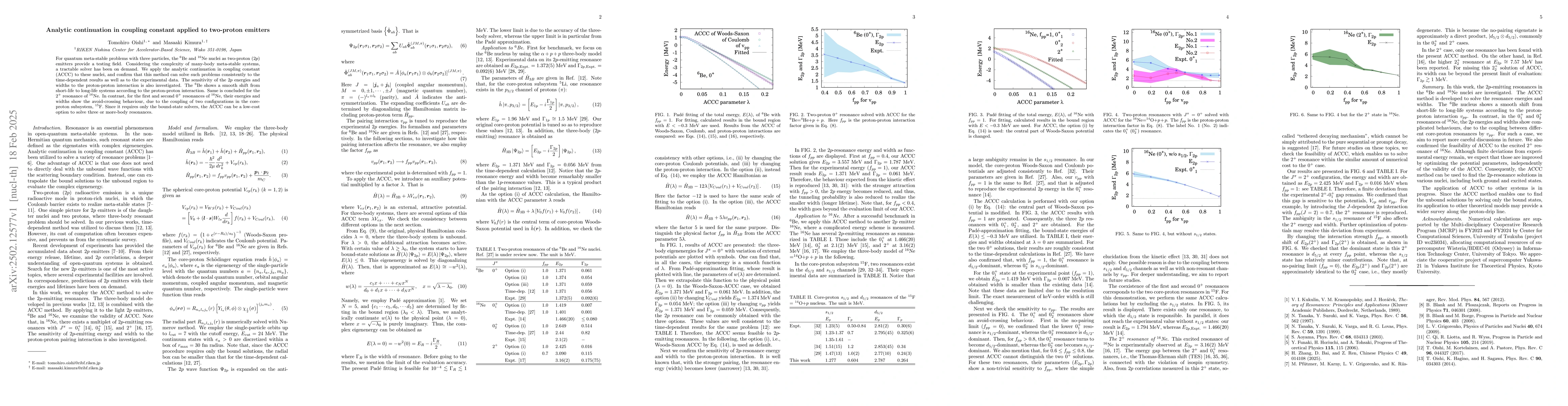 Thumbnail for Analytic continuation in coupling constant applied to two-proton
  emitters