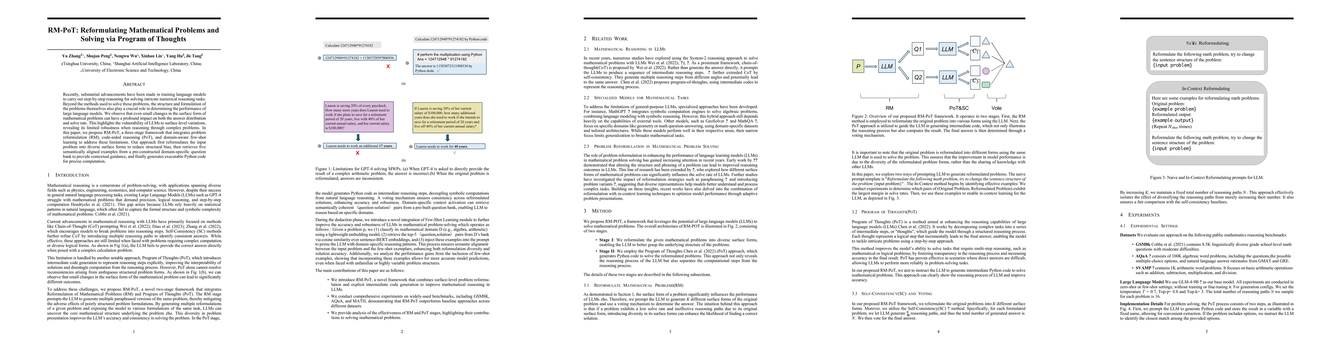 Thumbnail for RM-PoT: Reformulating Mathematical Problems and Solving via Program of
  Thoughts