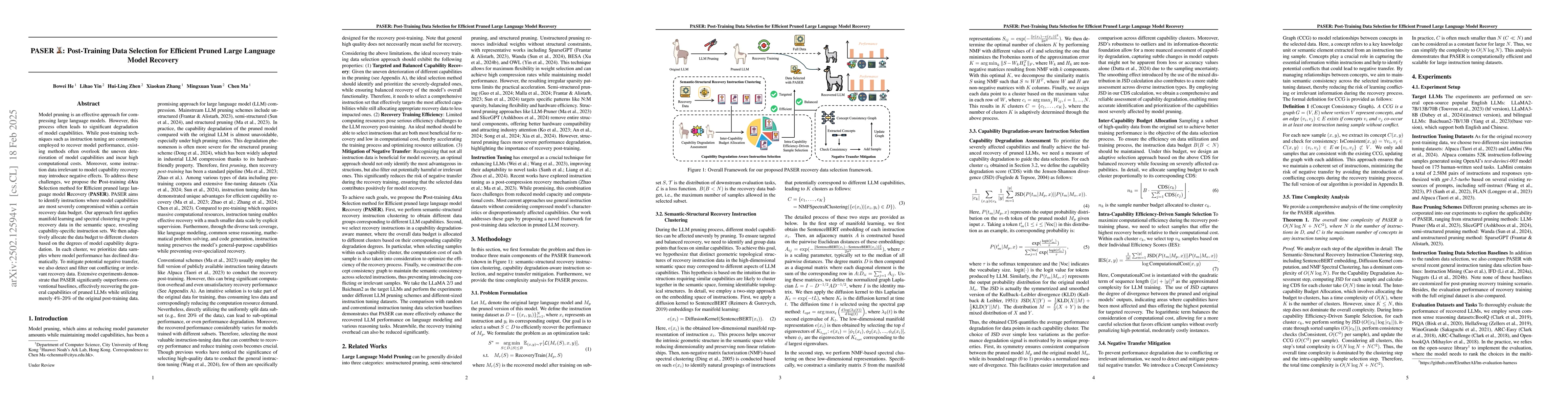 Thumbnail for PASER: Post-Training Data Selection for Efficient Pruned Large Language
  Model Recovery