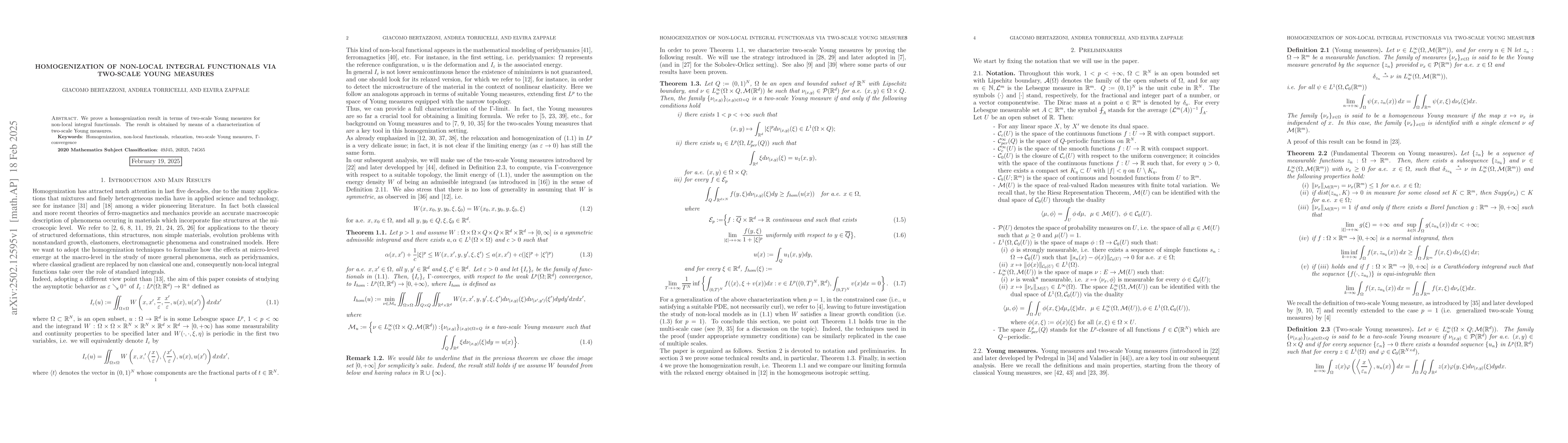 Thumbnail for Homogenization of non-local integral functionals via two-scale Young
  measures