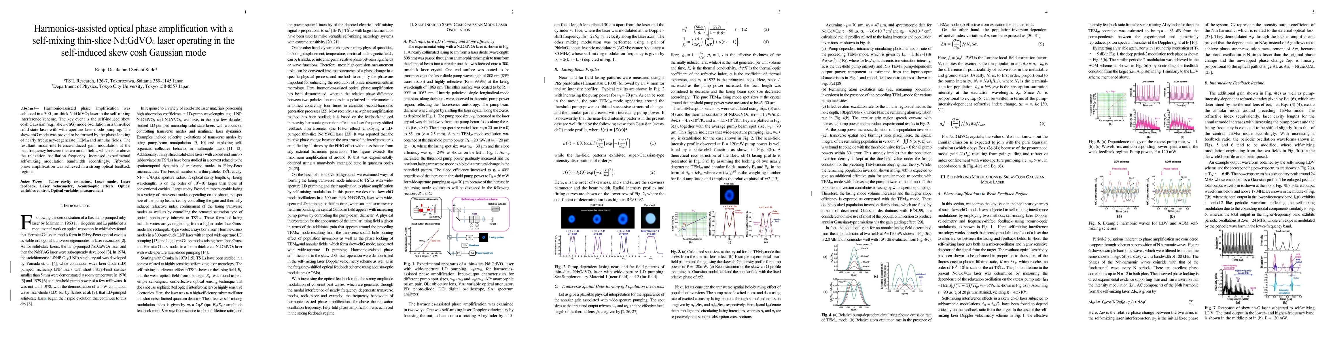 Thumbnail for Harmonics-assisted optical phase amplification with a self-mixing
  thin-slice Nd:GdVO4 laser operating in the self-induced skew cosh Gaussian
  mode