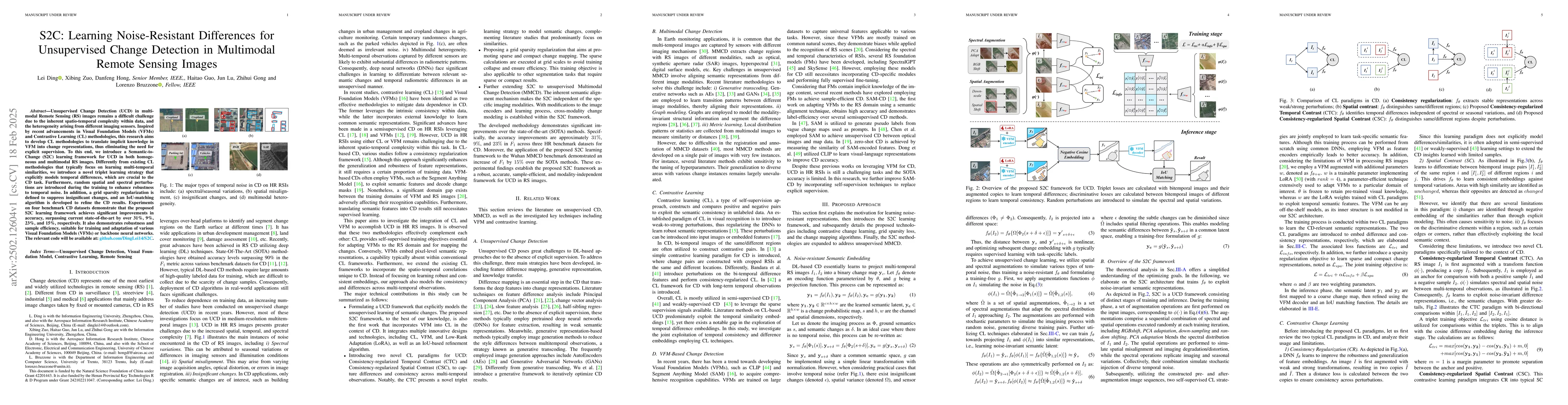 Thumbnail for S2C: Learning Noise-Resistant Differences for Unsupervised Change
  Detection in Multimodal Remote Sensing Images