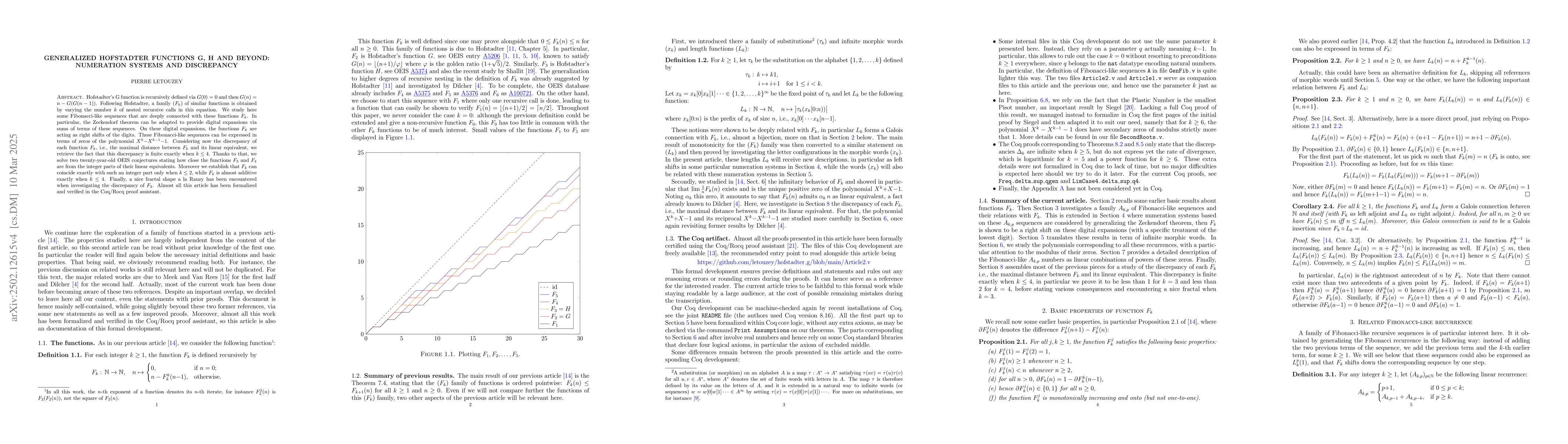 Thumbnail for Generalized Hostadter functions $G, H$ and beyond: numeration systems
  and discrepancy