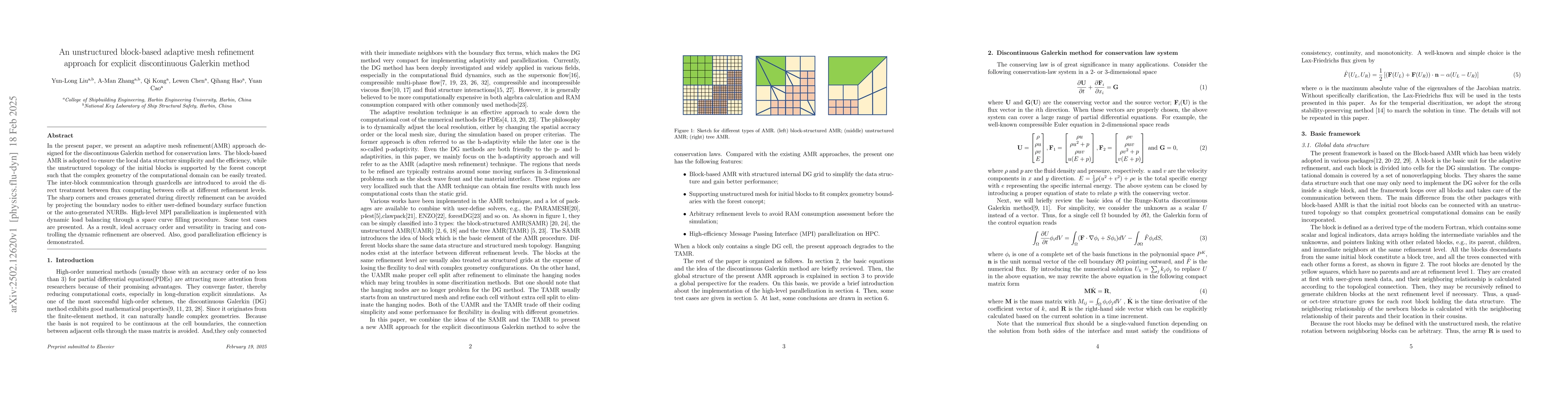 Thumbnail for An unstructured block-based adaptive mesh refinement approach for
  explicit discontinuous Galerkin method