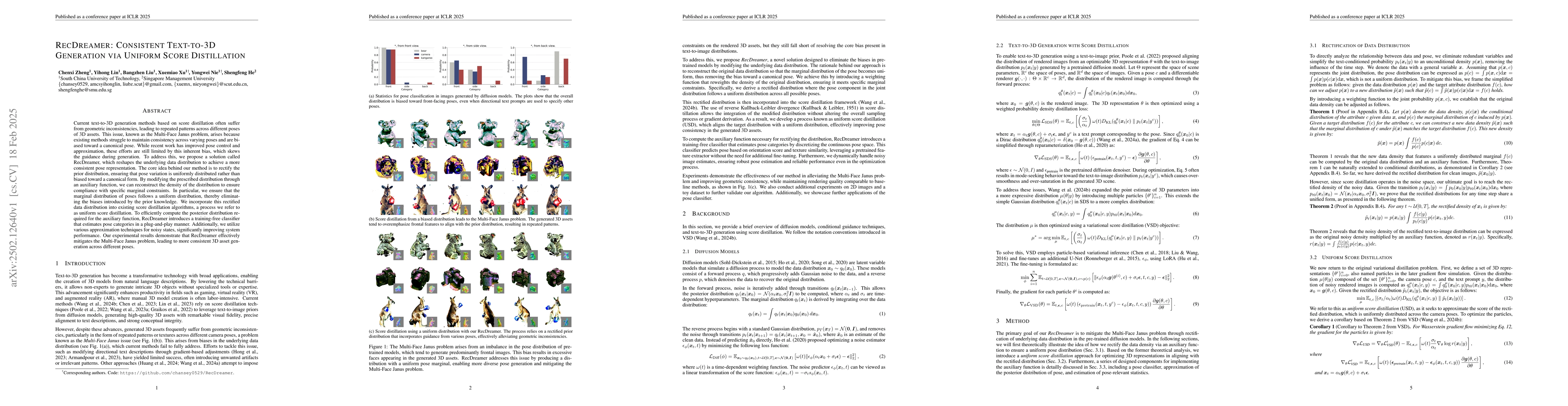 Thumbnail for RecDreamer: Consistent Text-to-3D Generation via Uniform Score
  Distillation