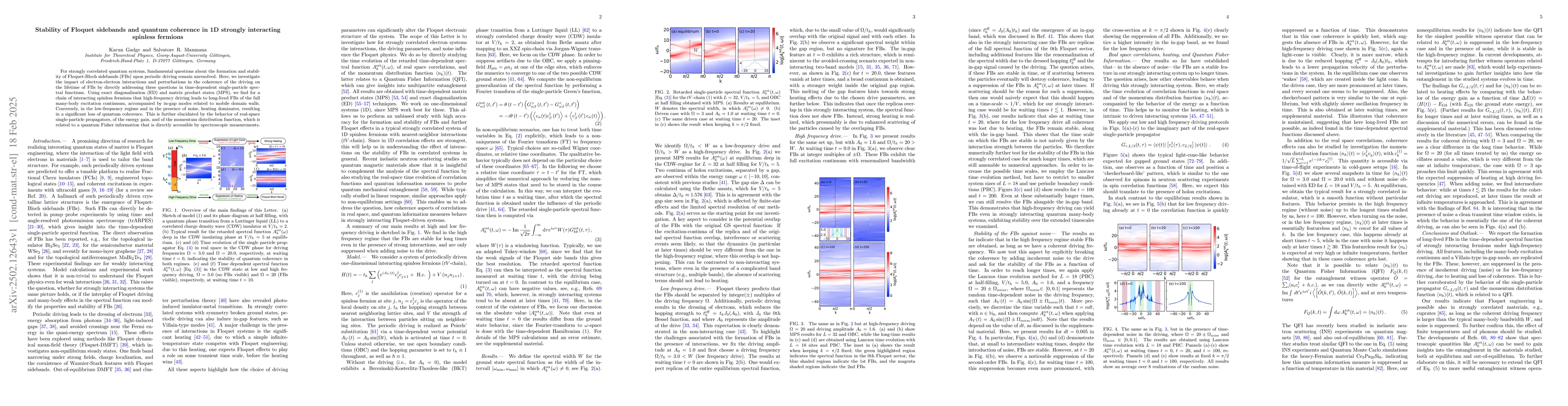 Thumbnail for Stability of Floquet sidebands and quantum coherence in 1D strongly
  interacting spinless fermions