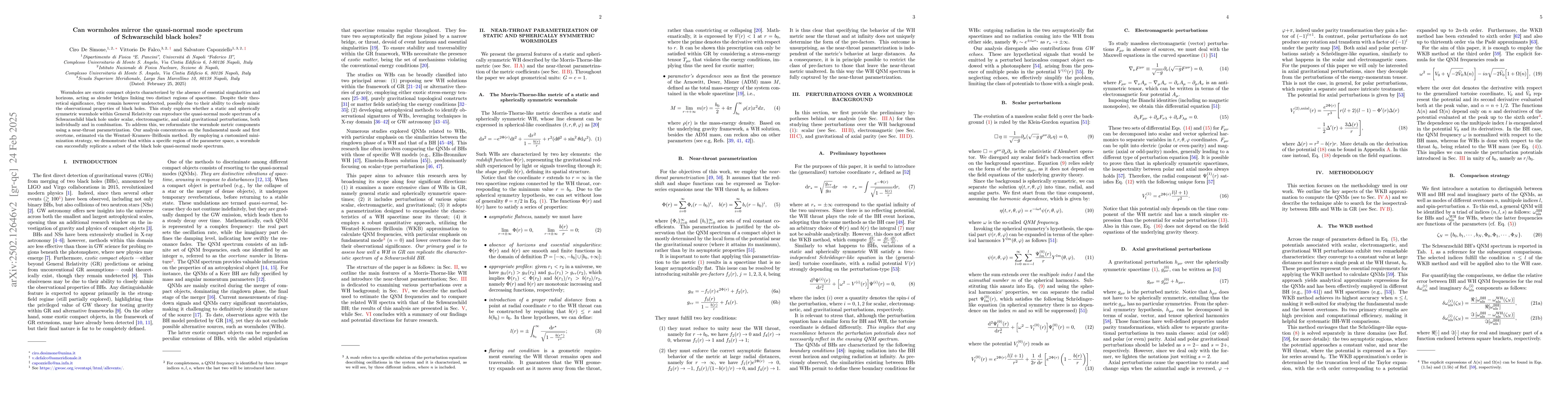 Thumbnail for Can wormholes mirror the quasi-normal mode spectrum of Schwarzschild
  black holes?
