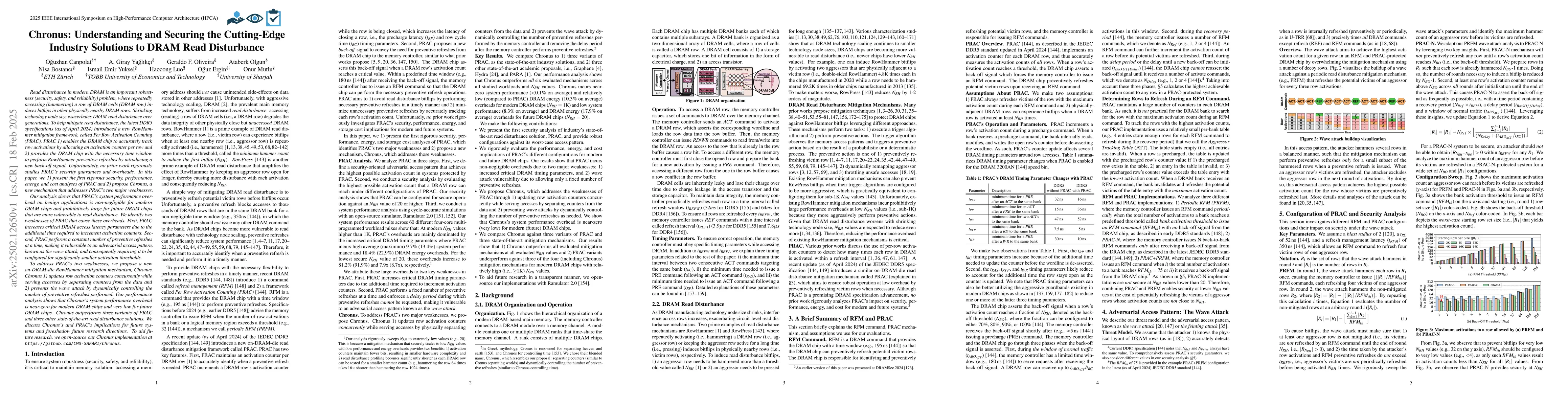 Thumbnail for Chronus: Understanding and Securing the Cutting-Edge Industry Solutions
  to DRAM Read Disturbance