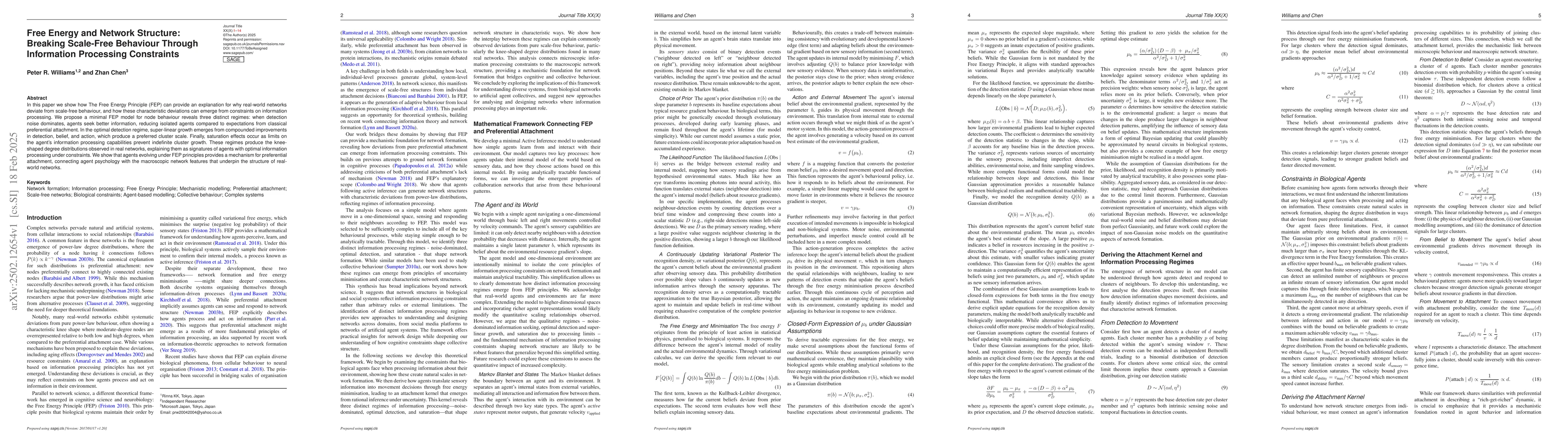 Thumbnail for Free Energy and Network Structure: Breaking Scale-Free Behaviour Through
  Information Processing Constraints