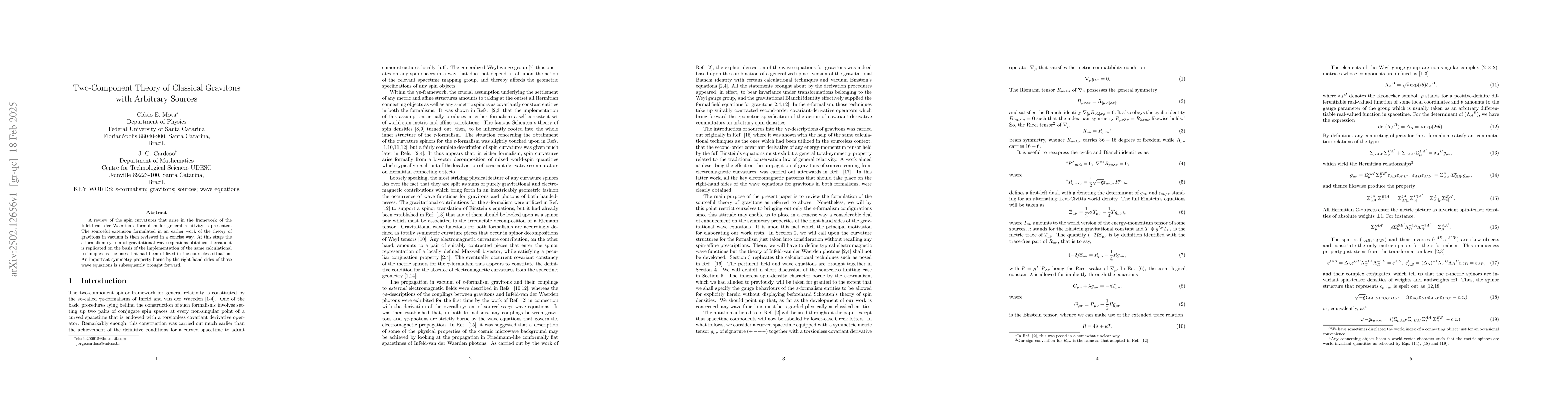 Thumbnail for Two-Component Theory of Classical Gravitons with Arbitrary Sources