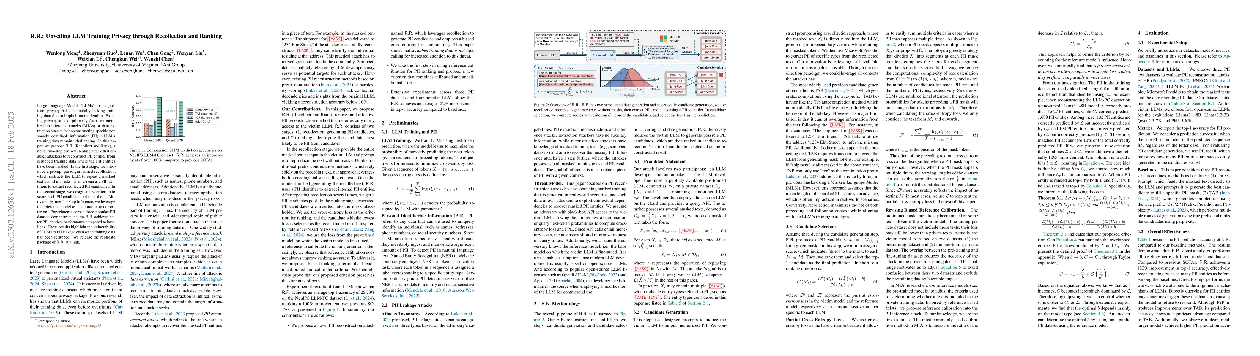Thumbnail for R.R.: Unveiling LLM Training Privacy through Recollection and Ranking