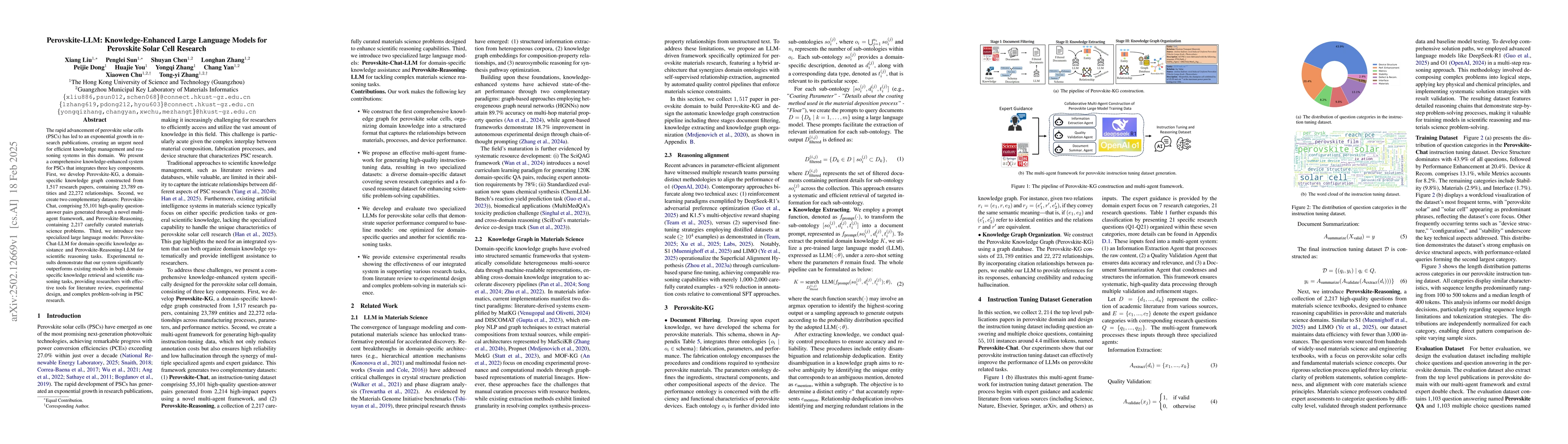 Thumbnail for Perovskite-LLM: Knowledge-Enhanced Large Language Models for Perovskite
  Solar Cell Research