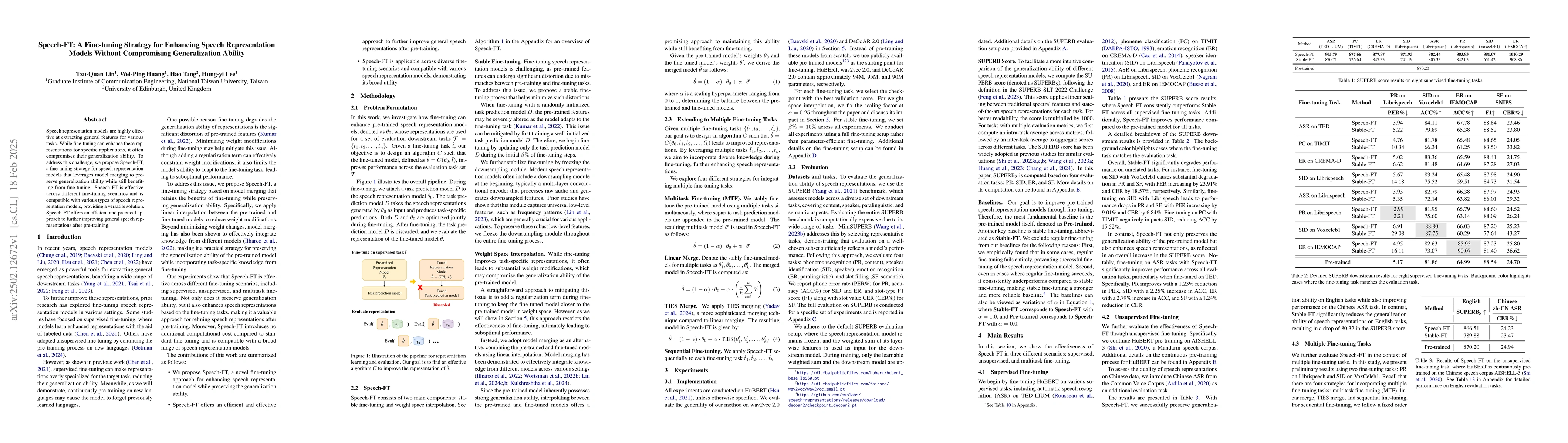 Thumbnail for Speech-FT: A Fine-tuning Strategy for Enhancing Speech Representation
  Models Without Compromising Generalization Ability