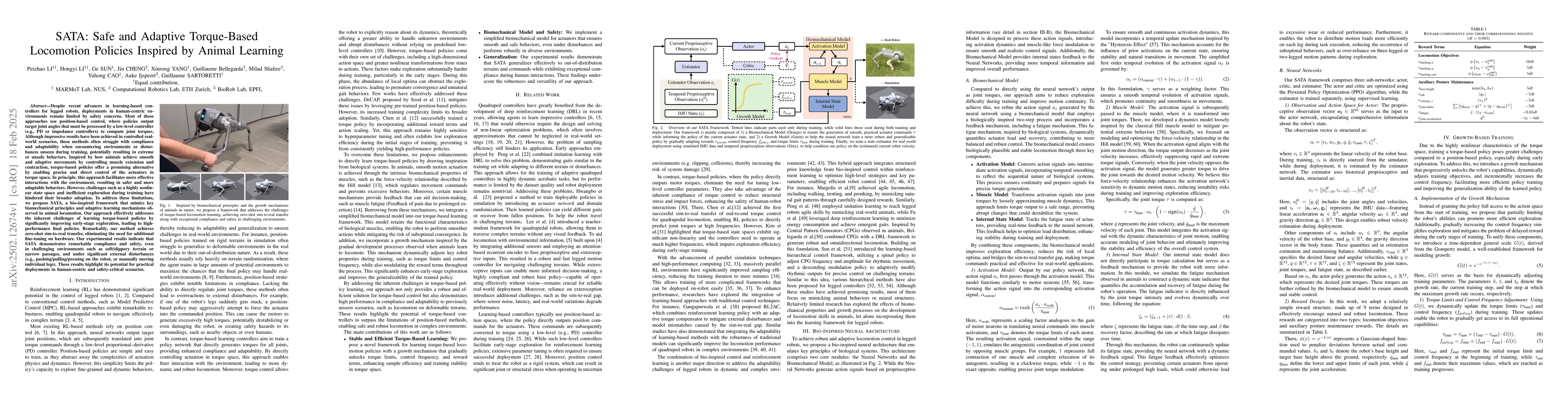 Thumbnail for SATA: Safe and Adaptive Torque-Based Locomotion Policies Inspired by
  Animal Learning