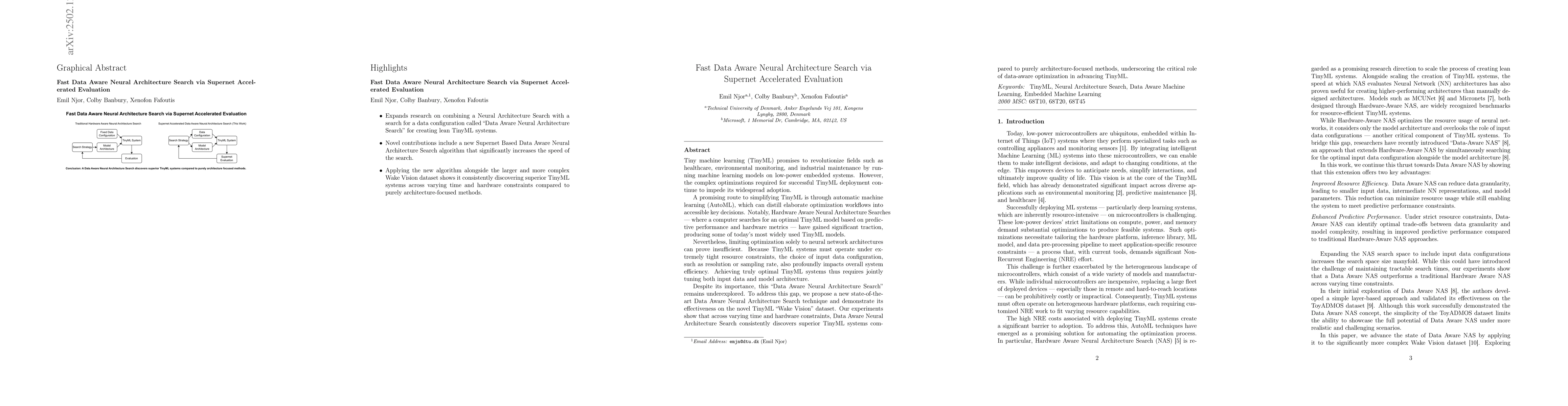 Thumbnail for Fast Data Aware Neural Architecture Search via Supernet Accelerated
  Evaluation
