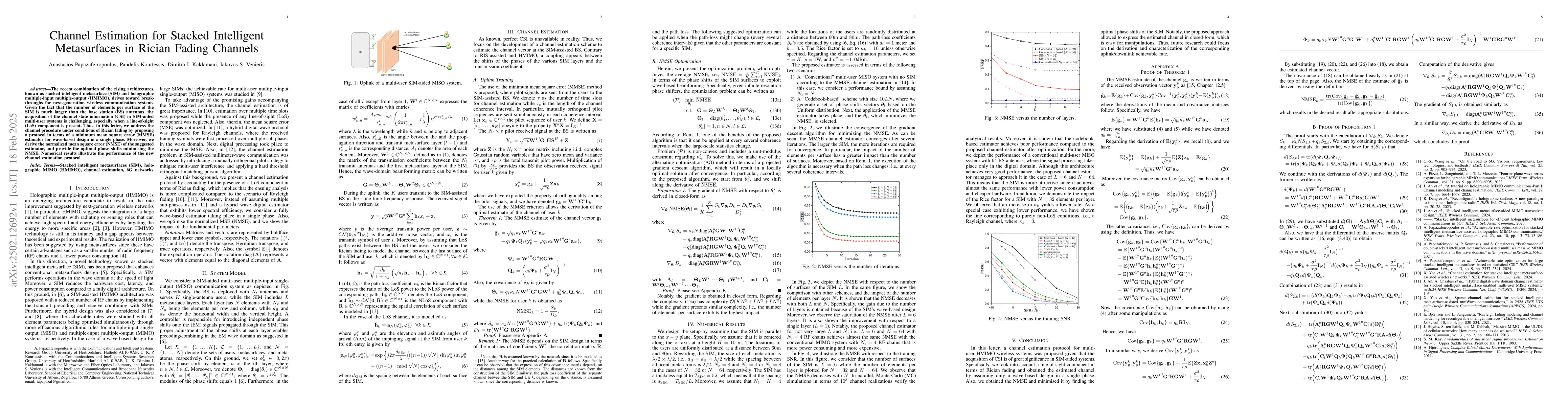 Thumbnail for Channel Estimation for Stacked Intelligent Metasurfaces in Rician Fading
  Channels