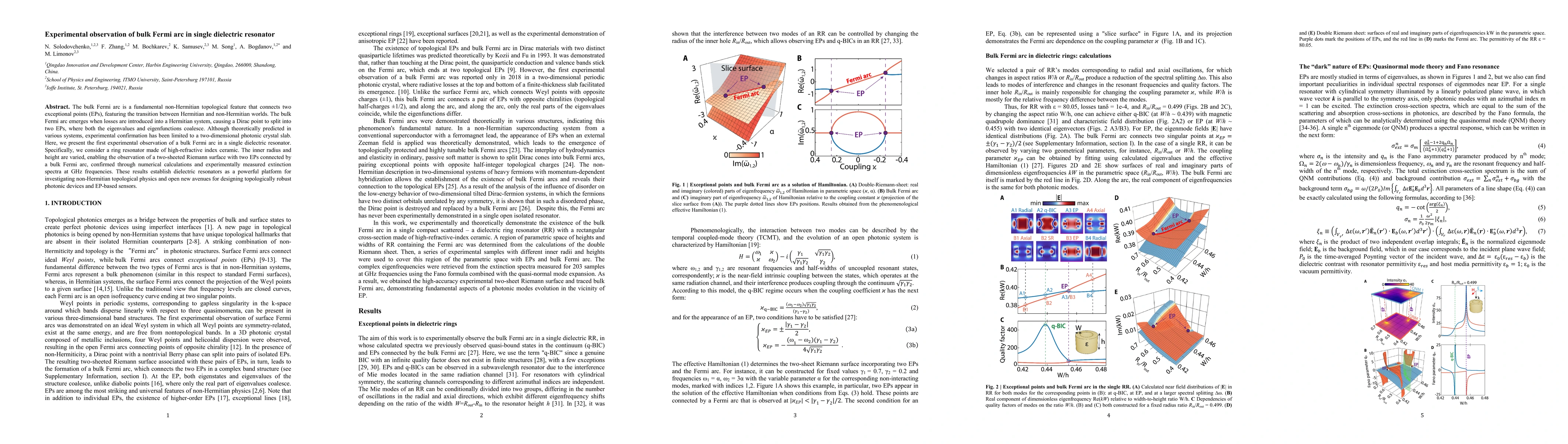 Thumbnail for Experimental observation of bulk Fermi arc in single dielectric
  resonator